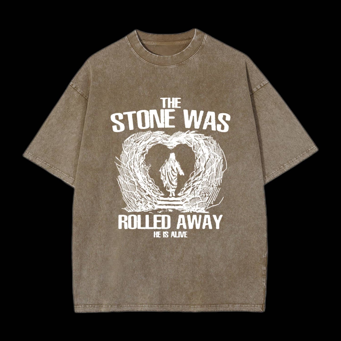 The Stone Was Rolling Away Christian Washed T-Shirt