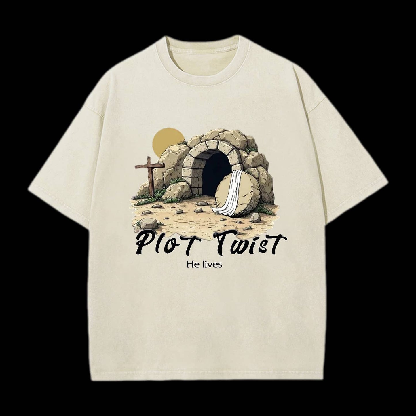 Plot Twist He lives Christian Washed T-Shirt