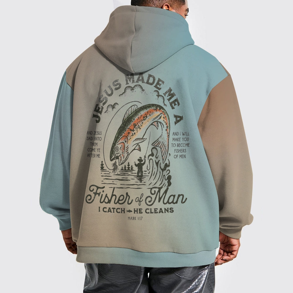 Jesus Made Me A Fisher Of Man Printed Drawstring Hoodie