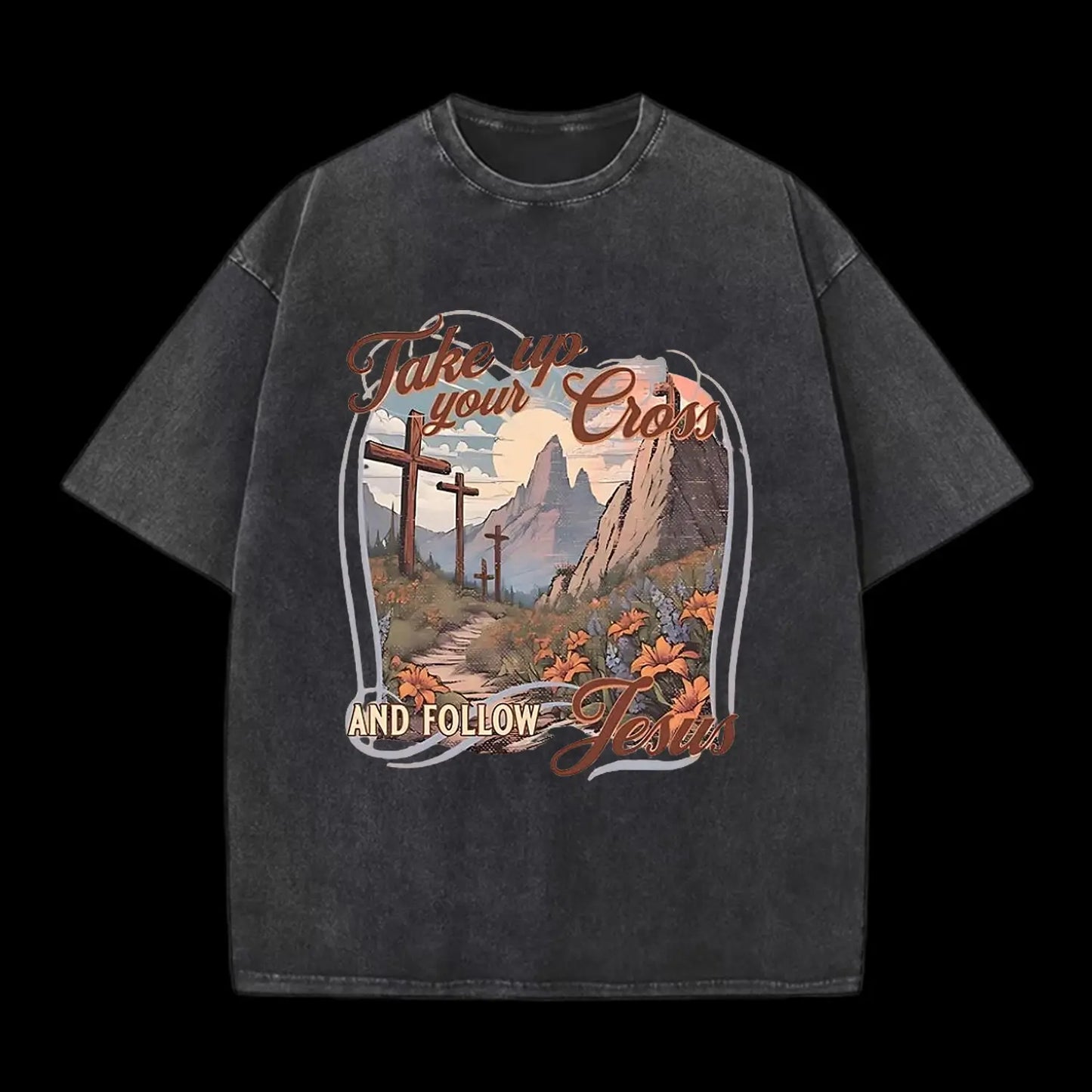 Take Up Your Cross Christian Washed T-Shirt