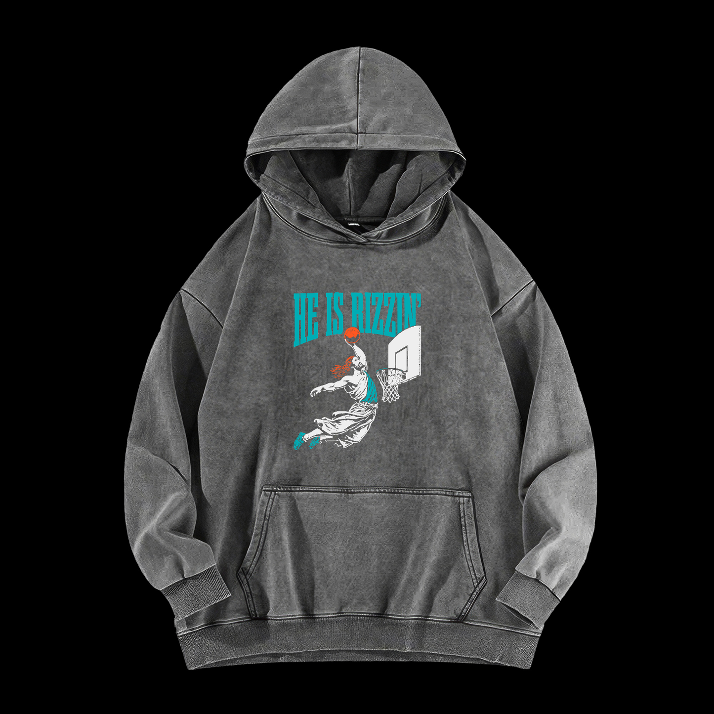 He Is Rizzin' Washed Hoodie
