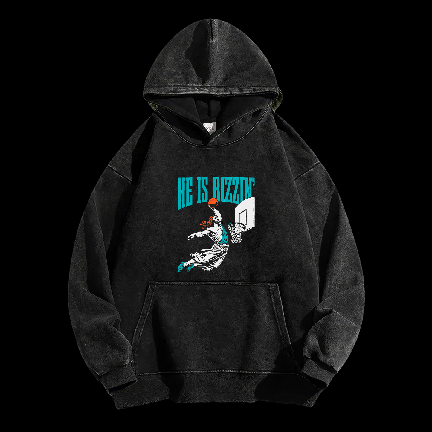 He Is Rizzin' Washed Hoodie