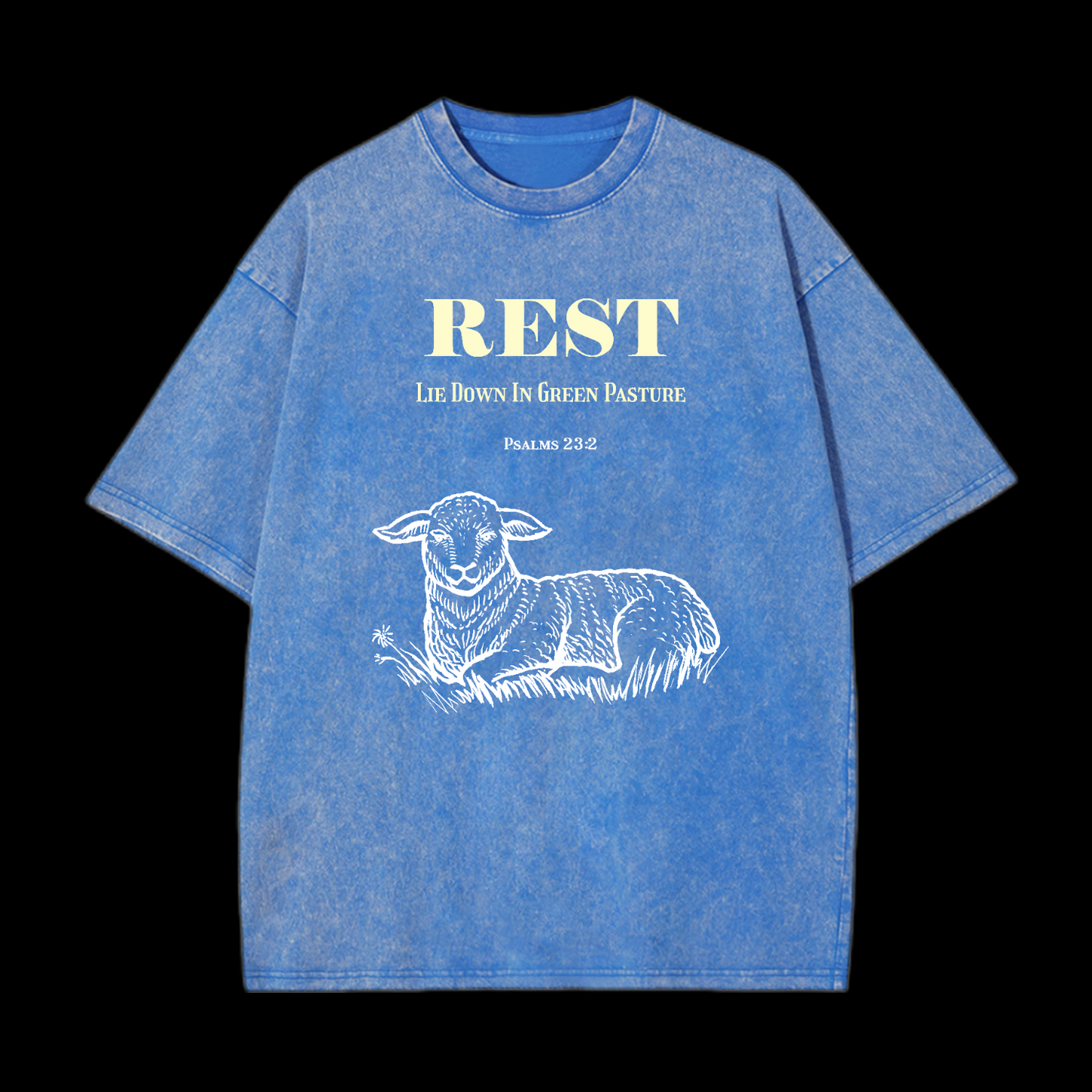Rest Psalms 23:2 Washed T-Shirt