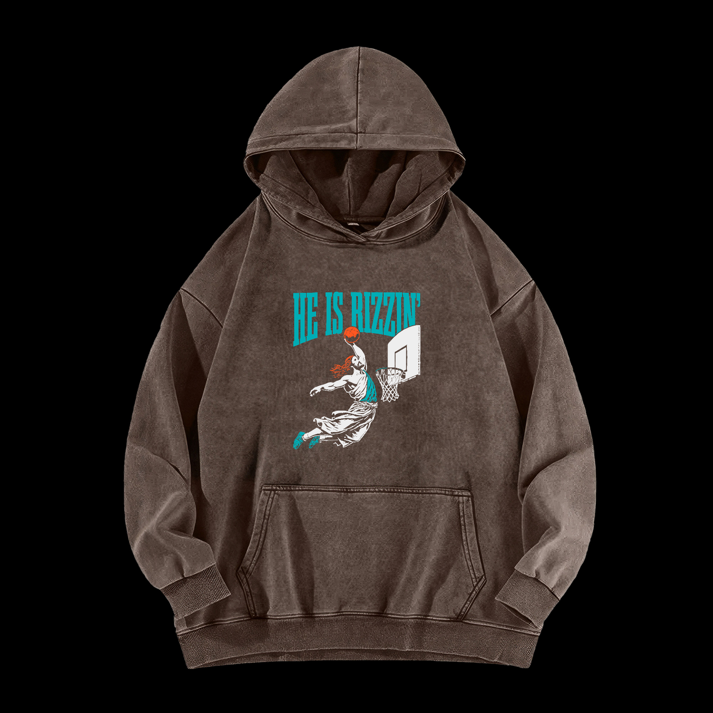 He Is Rizzin' Washed Hoodie