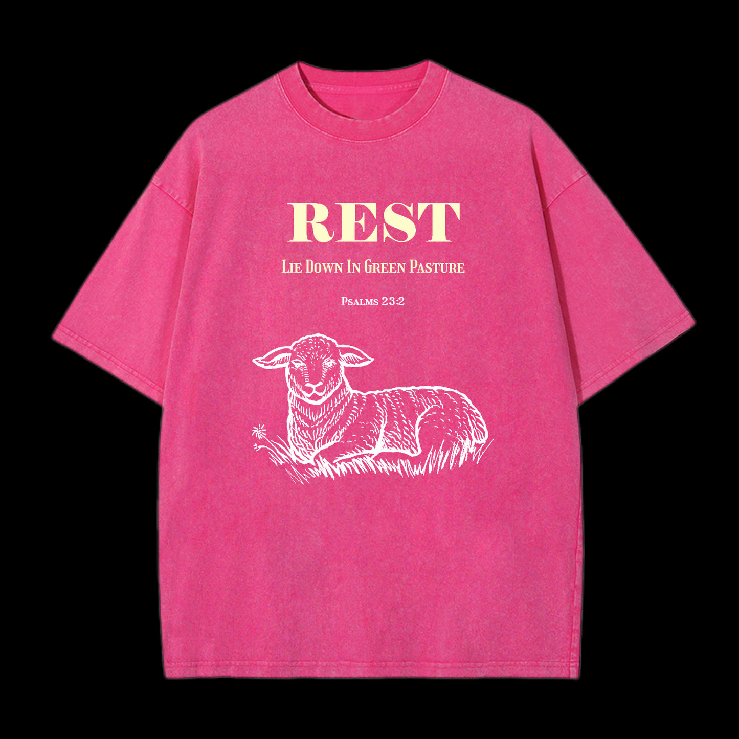 Rest Psalms 23:2 Washed T-Shirt