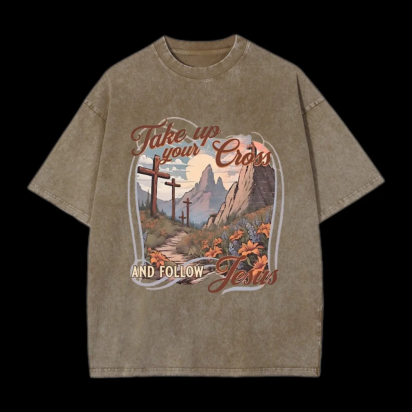 Take Up Your Cross Christian Washed T-Shirt