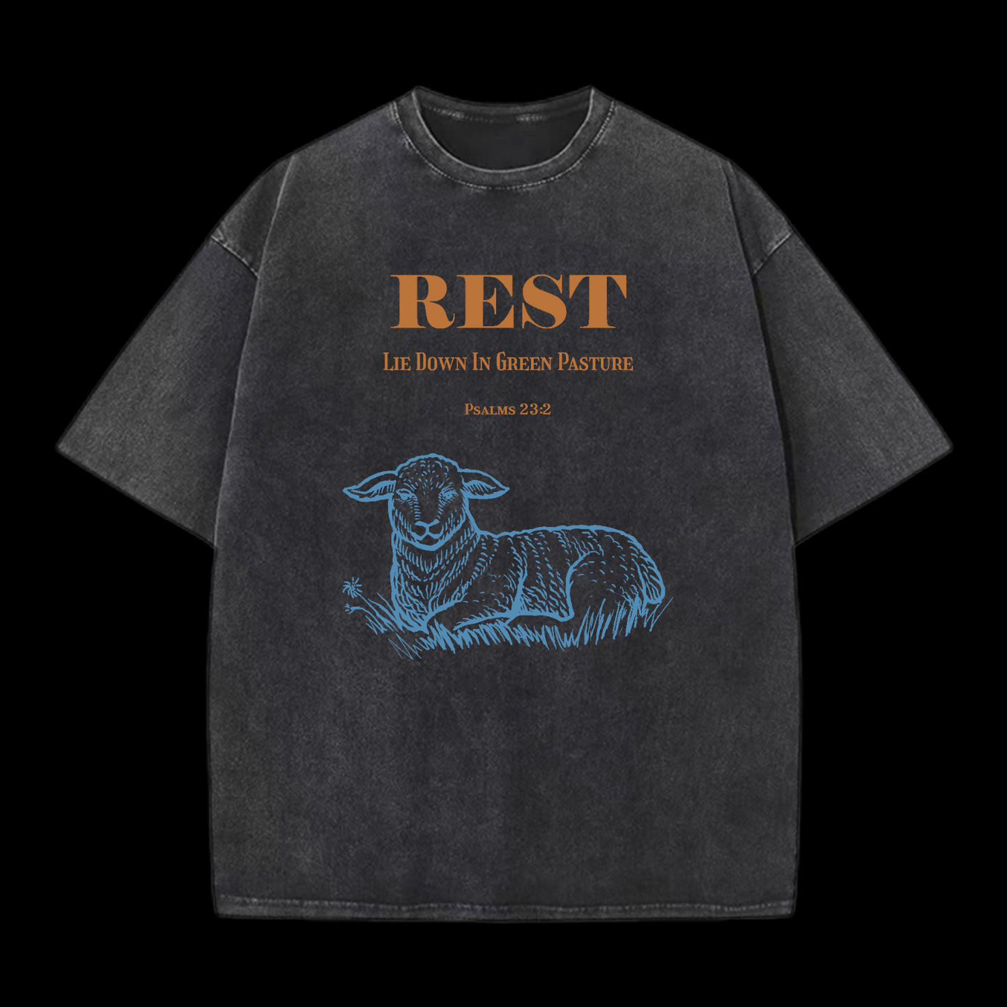 Rest Psalms 23:2 Washed T-Shirt