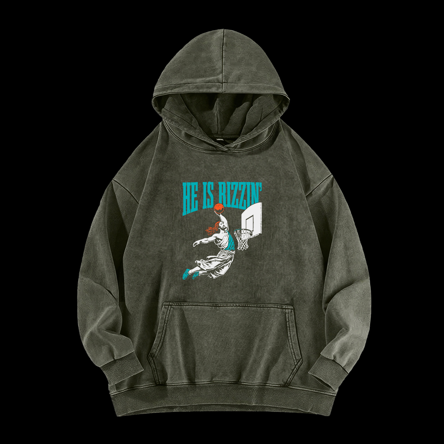 He Is Rizzin' Washed Hoodie