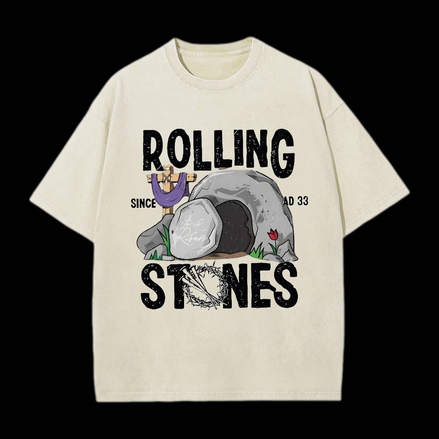 Rolling Stone Cross Christian Washed T-Shirt