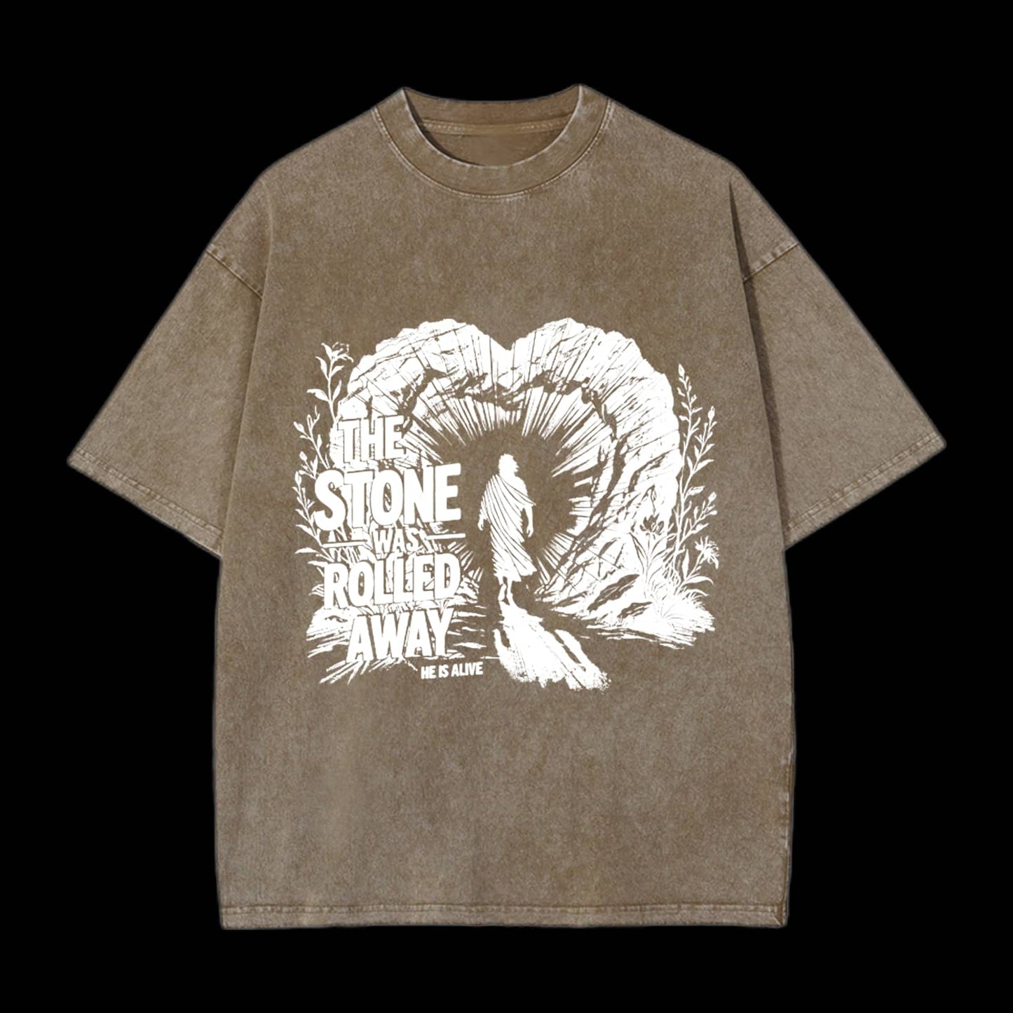 The Stone Was Rolled Away Christian Washed T-Shirt