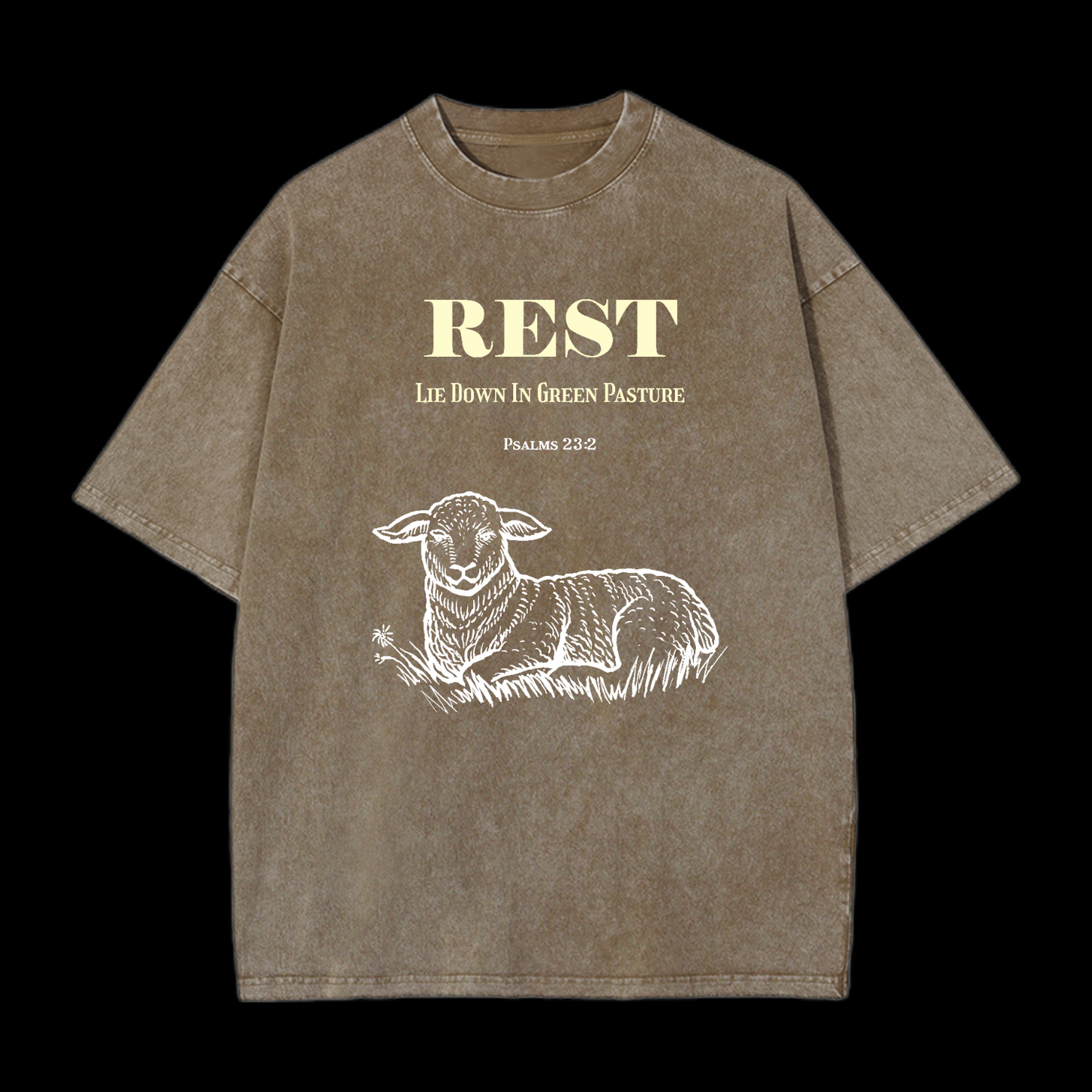 Rest Psalms 23:2 Washed T-Shirt