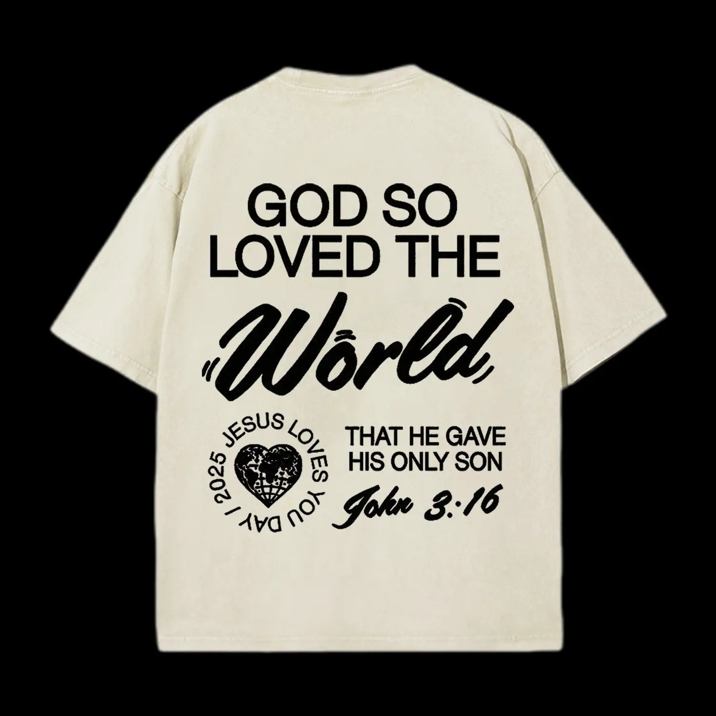 God So Loved The World Christian Washed T-Shirt