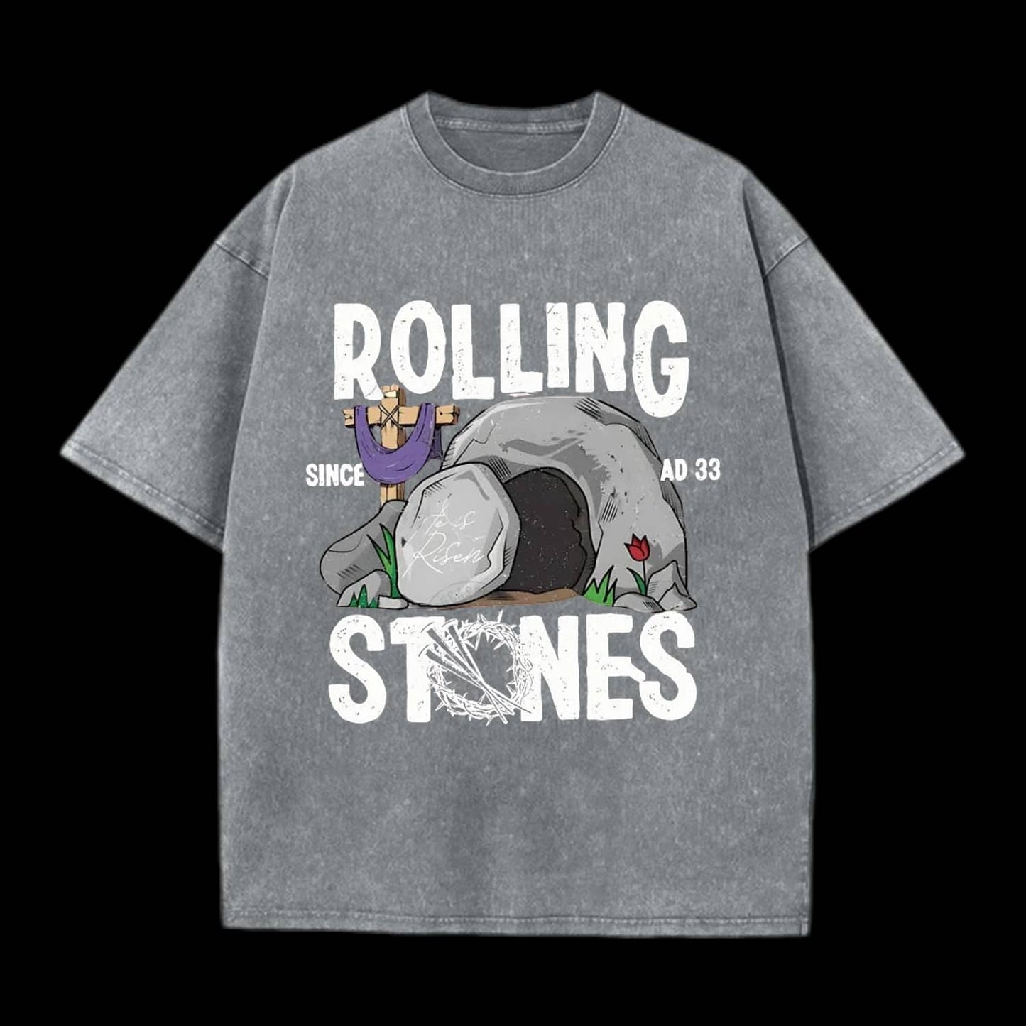 Rolling Stone Cross Christian Washed T-Shirt