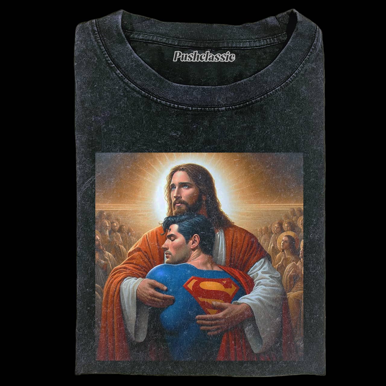 THE JESUS AND SUPERMAN WASHED T-SHIRT