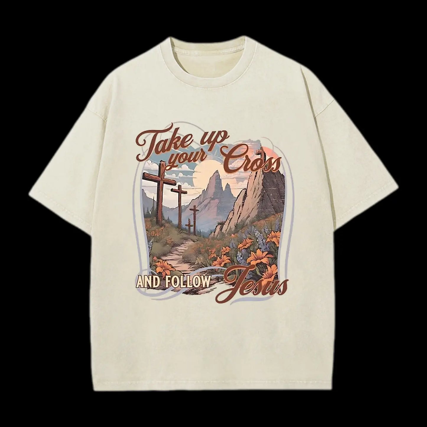Take Up Your Cross Christian Washed T-Shirt