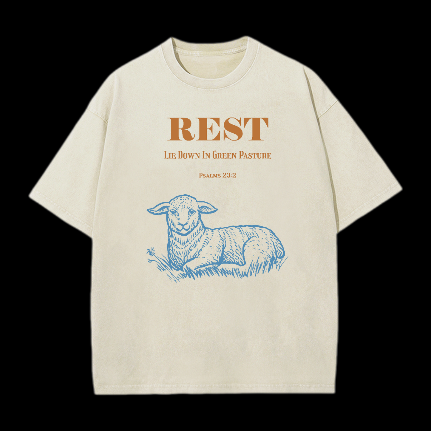 Rest Psalms 23:2 Washed T-Shirt