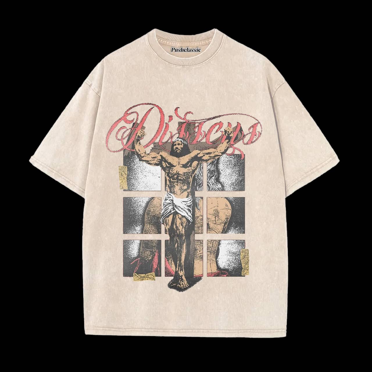 THE JESUS MUSCLE CROSS CHRIST WASHED T-SHIRT