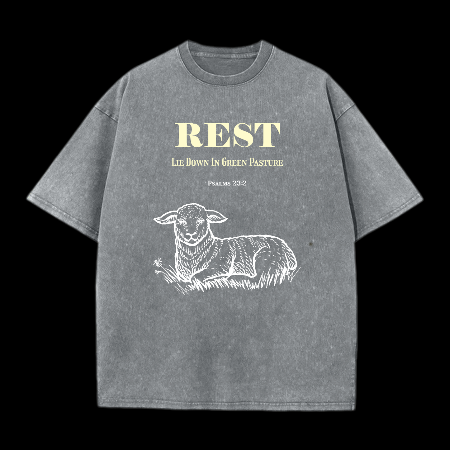 Rest Psalms 23:2 Washed T-Shirt