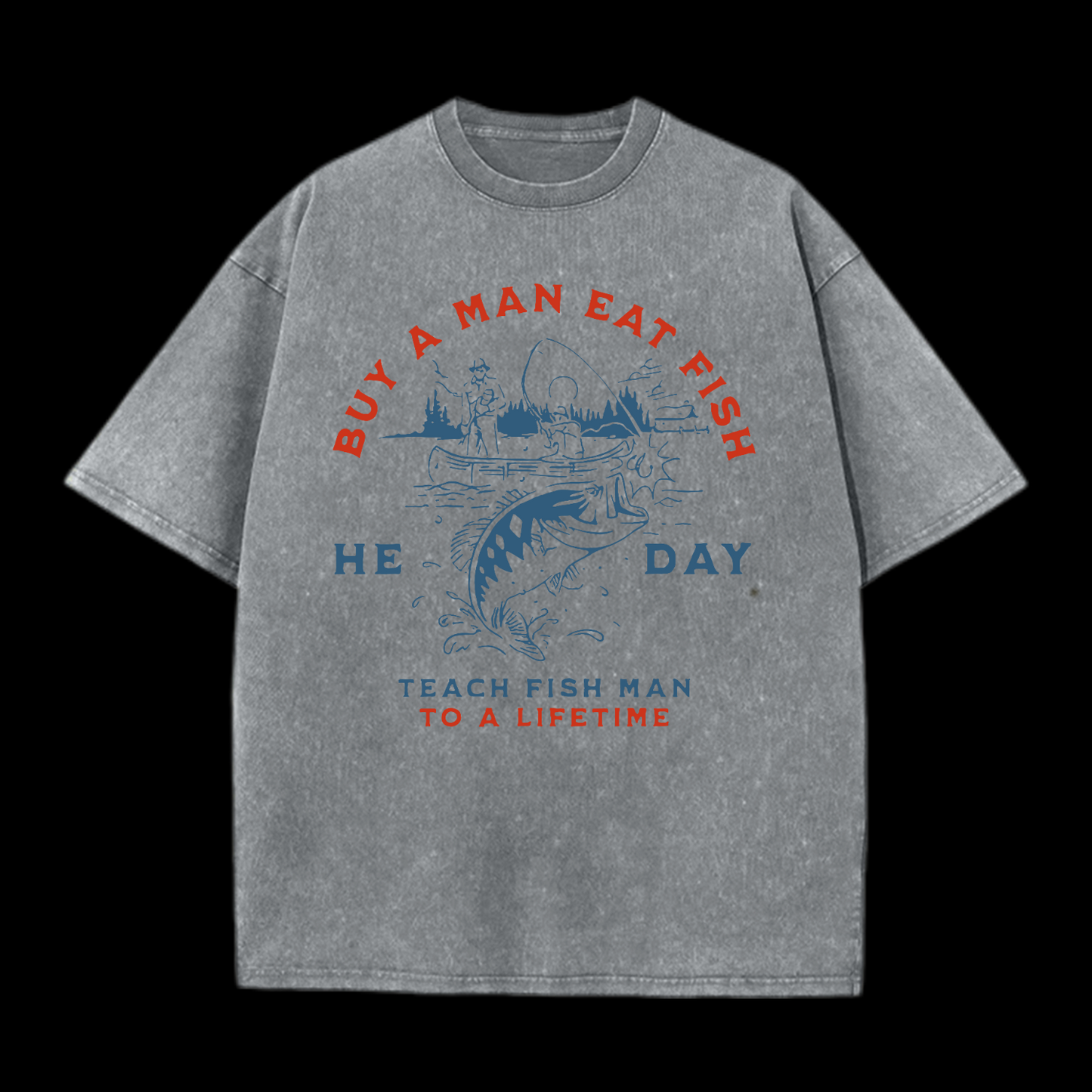 Buy A Man Eat Fish Washed T-Shirt