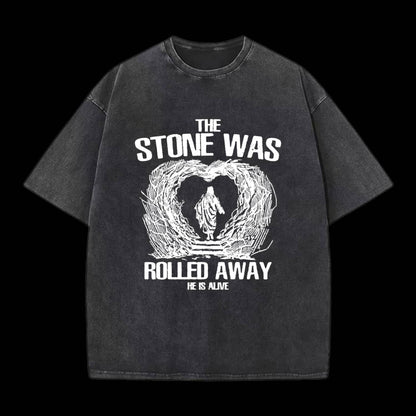 The Stone Was Rolling Away Christian Washed T-Shirt