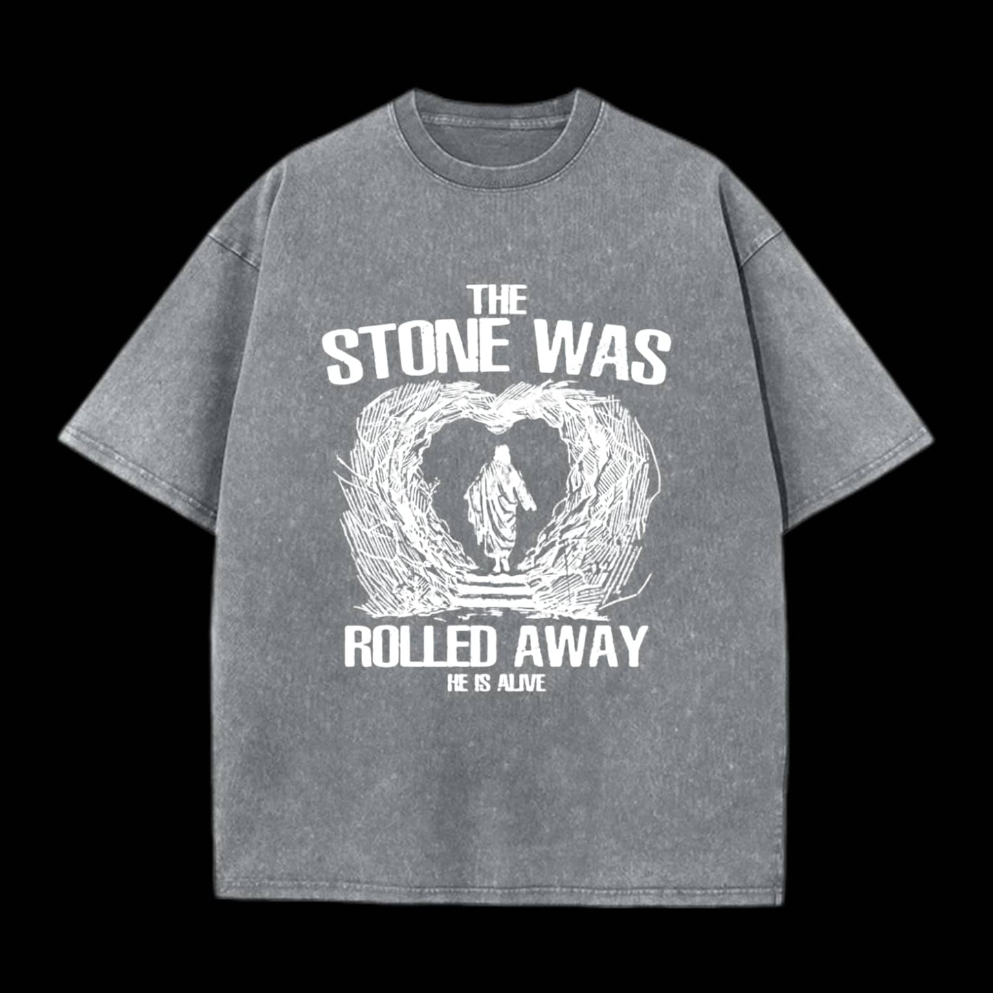 The Stone Was Rolling Away Christian Washed T-Shirt