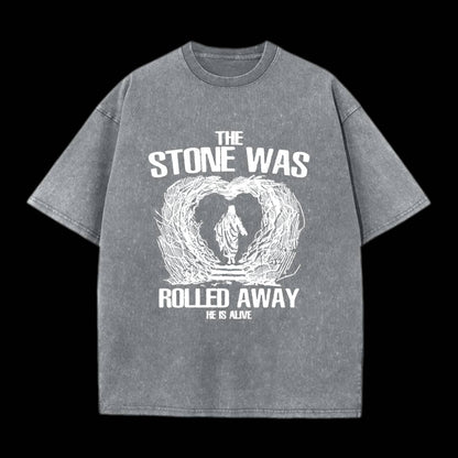 The Stone Was Rolling Away Christian Washed T-Shirt