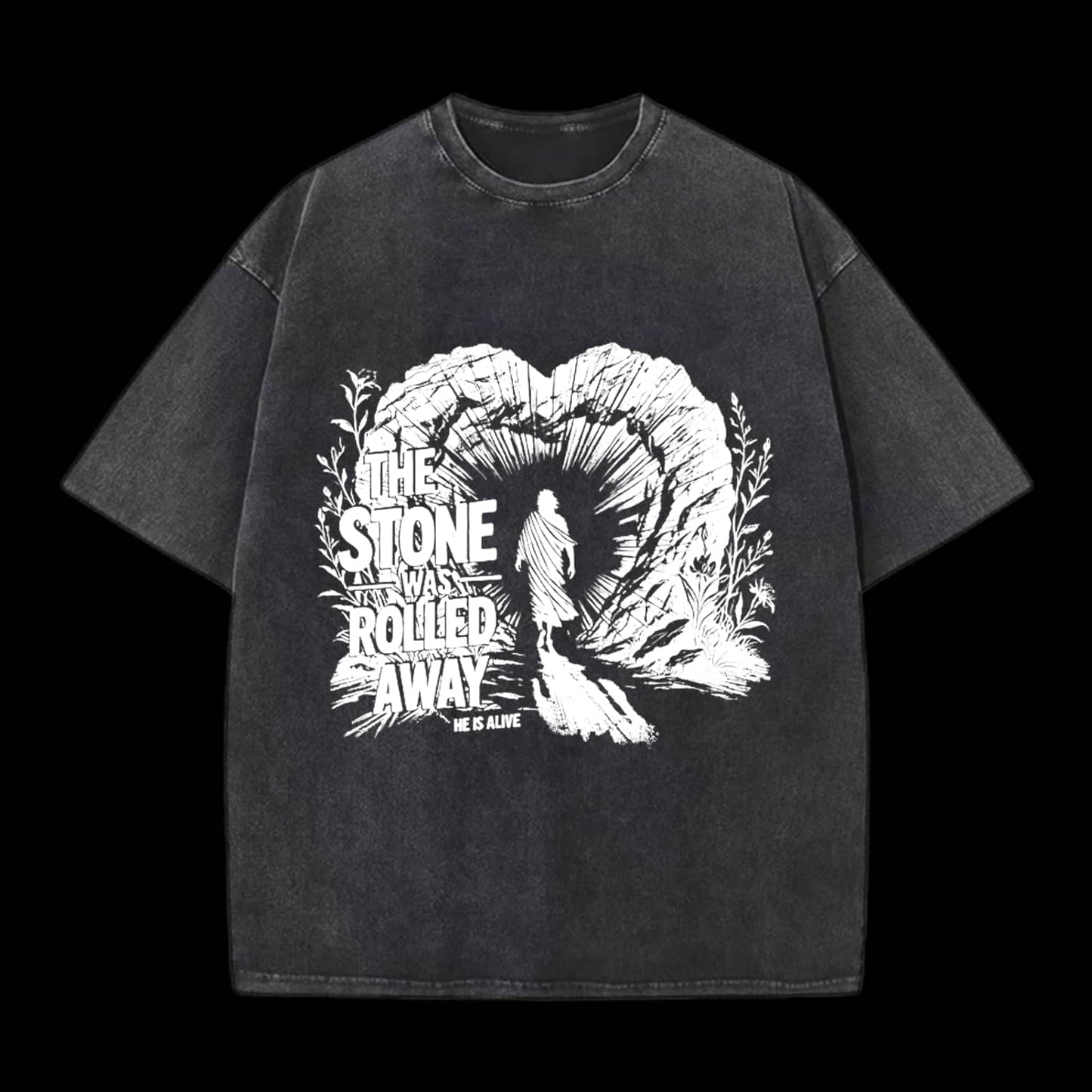 The Stone Was Rolled Away Christian Washed T-Shirt