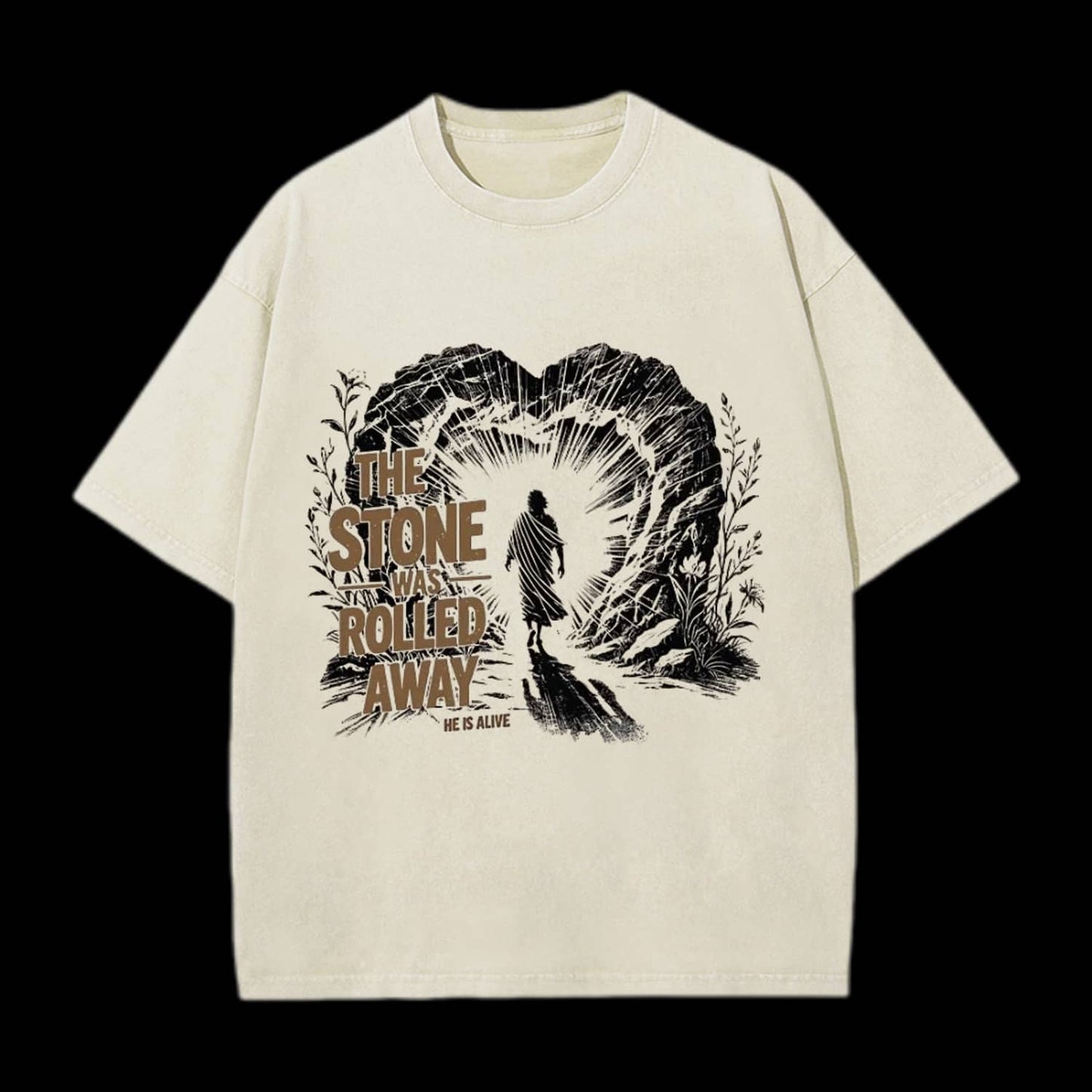 The Stone Was Rolled Away Christian Washed T-Shirt