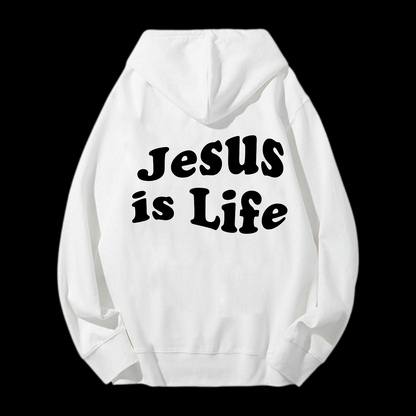 Jesus Is Life Cotton Drawstring Hoodie