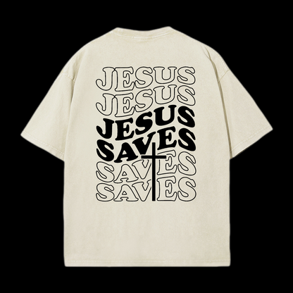 Jesus Saves Washed T-Shirt