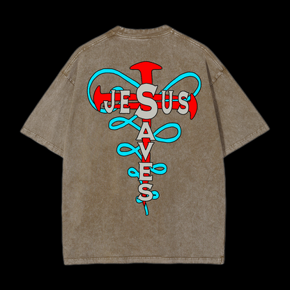 Jesus Saves Washed T-Shirt