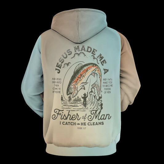 Jesus Made Me A Fisher Of Man Printed Drawstring Hoodie