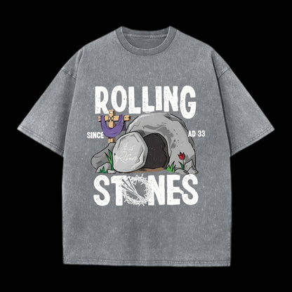 Rolling Stone Cross Christian Washed T-Shirt