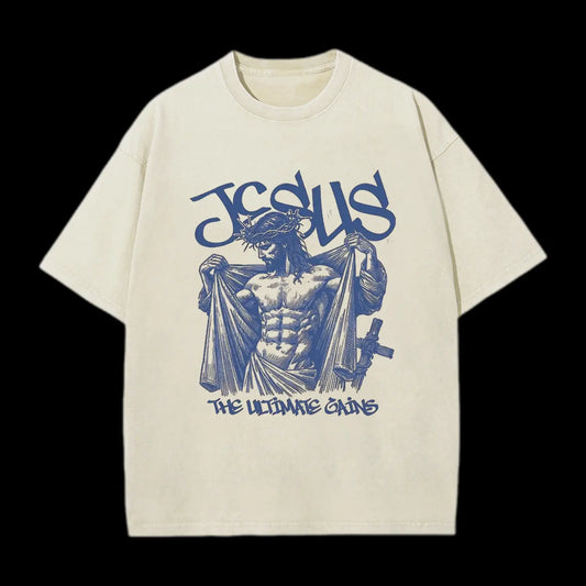 Jesus The Ultimate Gains Christian Washed T-Shirt