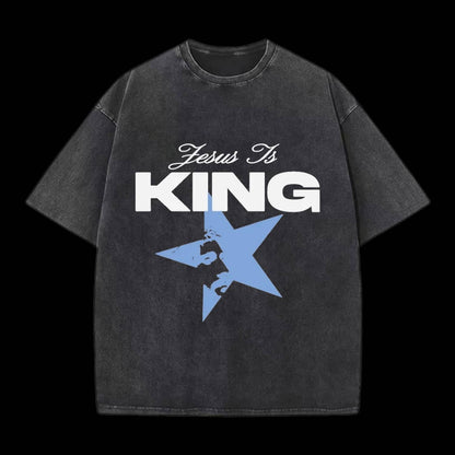 Jesus Is King Unisex Washed Christian T-shirt