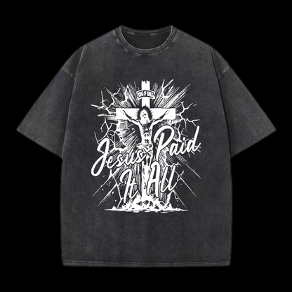 Jesus Paid It All Christian Washed T-Shirt
