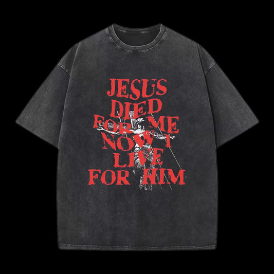 Jesus Died For Us Christian Washed T-Shirt