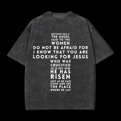 He Is Risen Christian Washed T-Shirt