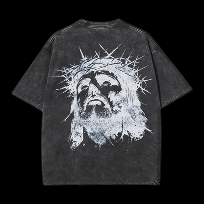PORTRAIT OF JESUS ACID WASHED T-SHIRT