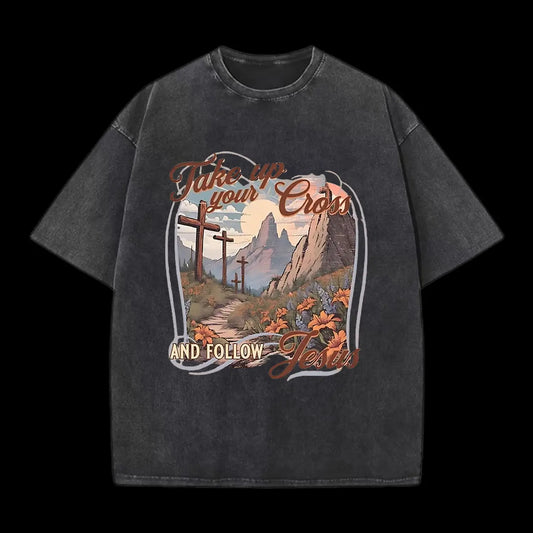 Take Up Your Cross Christian Washed T-Shirt