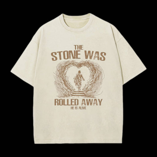 The Stone Was Rolling Away Christian Washed T-Shirt