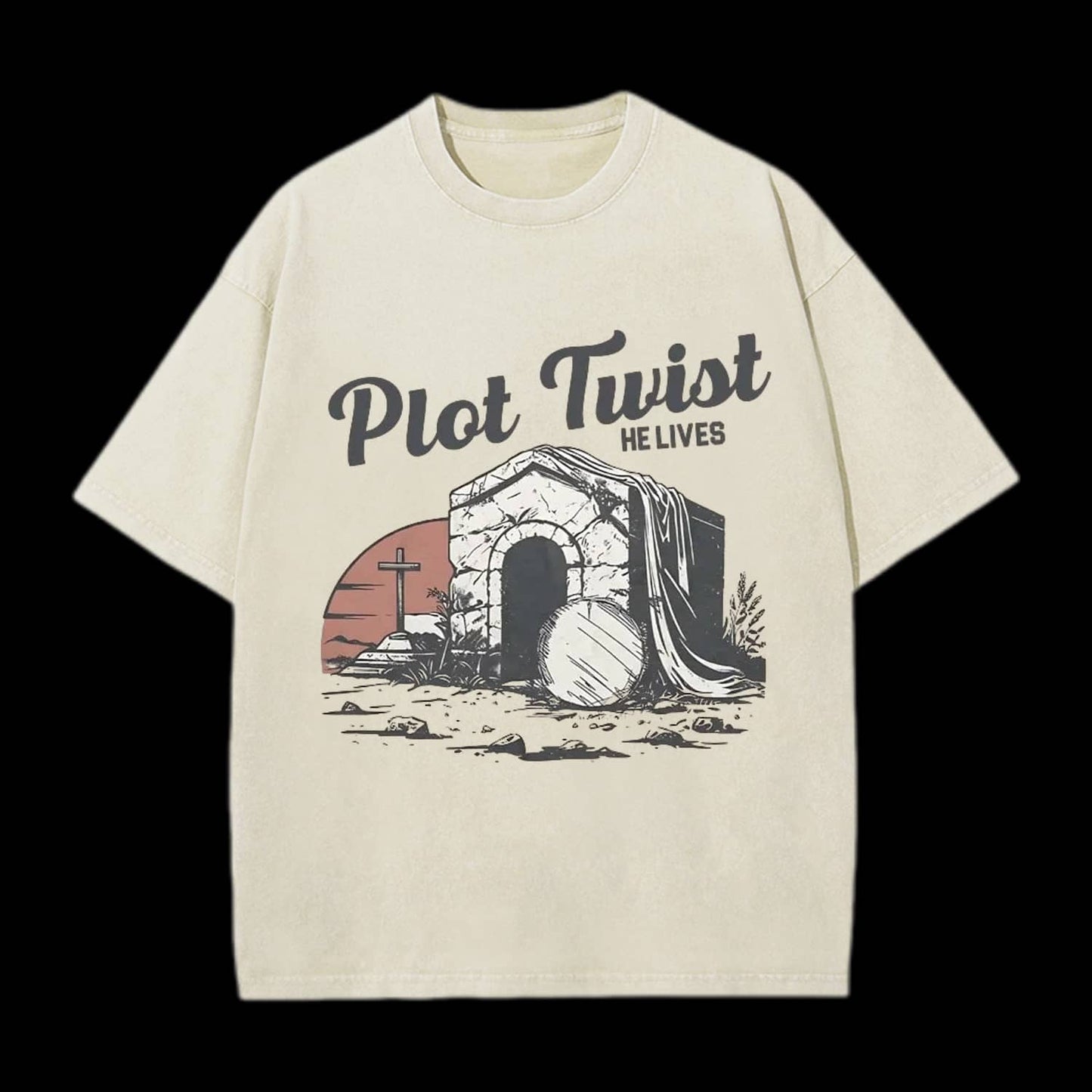 Plot Twist He lives Christian Washed T-Shirt