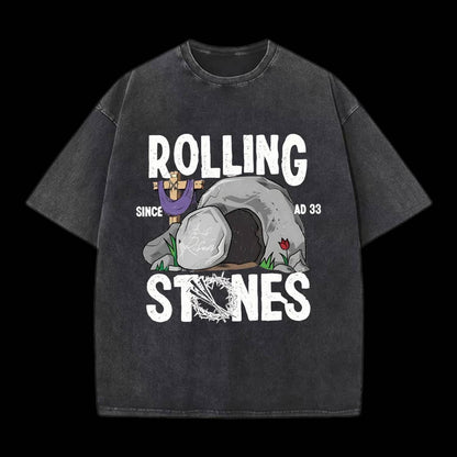 Rolling Stone Cross Christian Washed T-Shirt