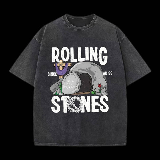 Rolling Stone Cross Christian Washed T-Shirt