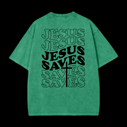 Jesus Saves Washed T-Shirt