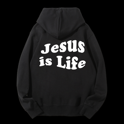 Jesus Is Life Cotton Drawstring Hoodie