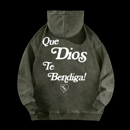 Spanish God Bless You Washed Hoodie