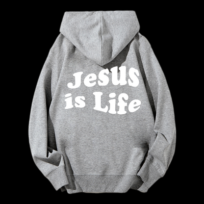 Jesus Is Life Cotton Drawstring Hoodie