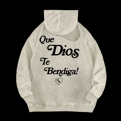 Spanish God Bless You Washed Hoodie