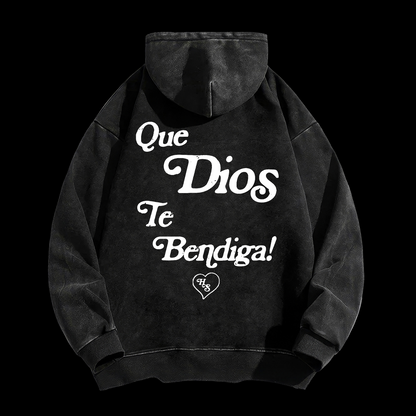 Spanish God Bless You Washed Hoodie